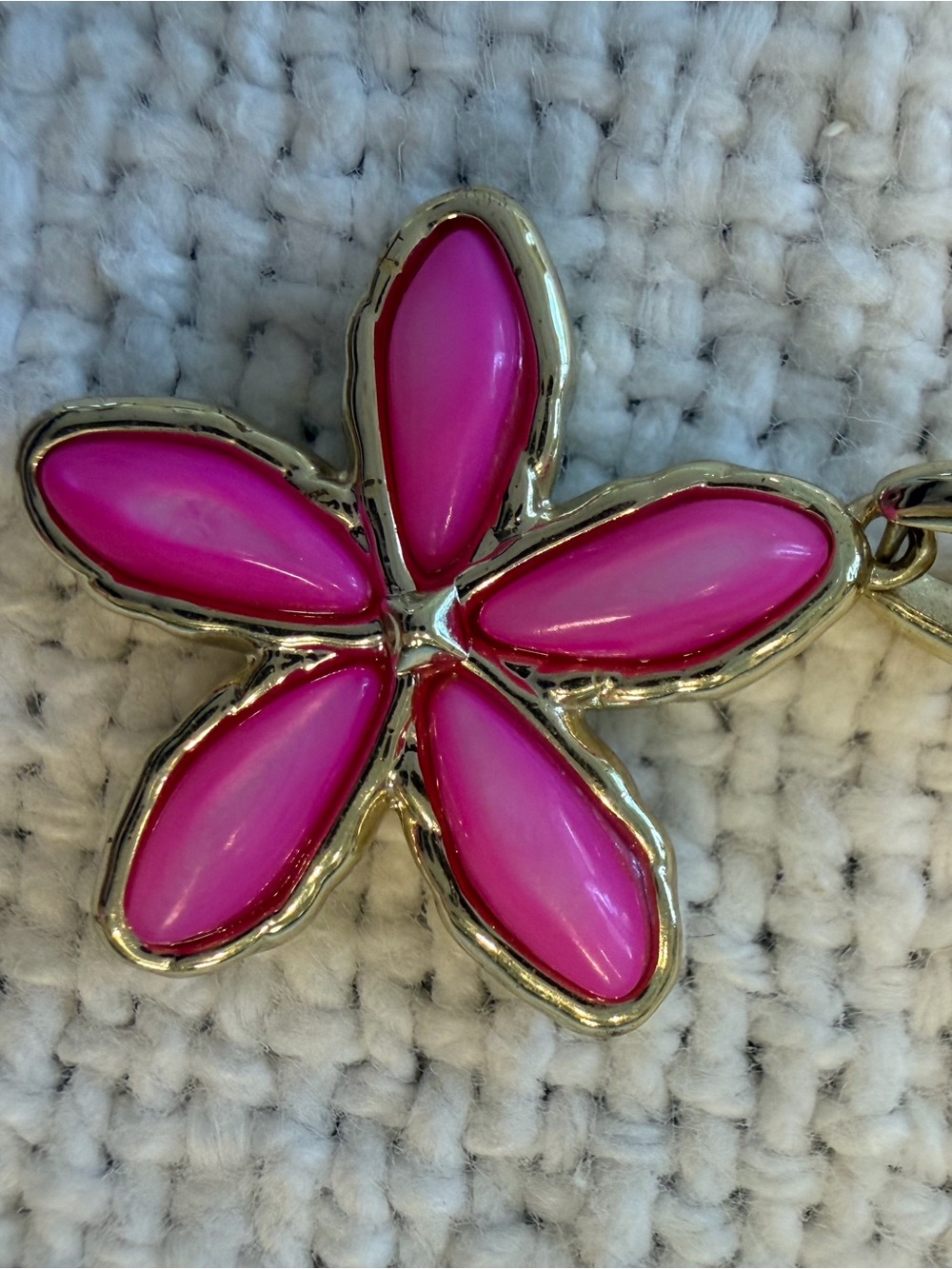 J. Crew Gold-Tone Pink Flower Pendant Necklace